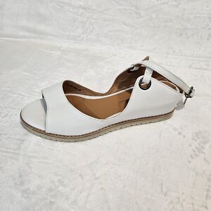 Adolfo Dominguez Women's 36 White Leather Strappy Ankle Sandals Buckle Casual
